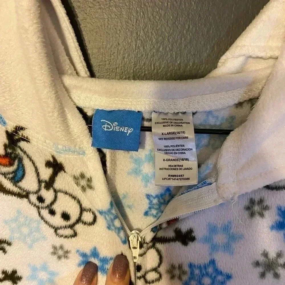 Disney’s Olaf kids XL  16/18 one piece Hooded pajama